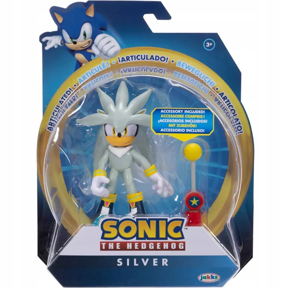 SONIC THE HEDGEHOG JAKKS ORIGINÁL POHYBLIVÁ POSTAVIČKA STRIEBORNÁ + KONTROLNÝ BOD